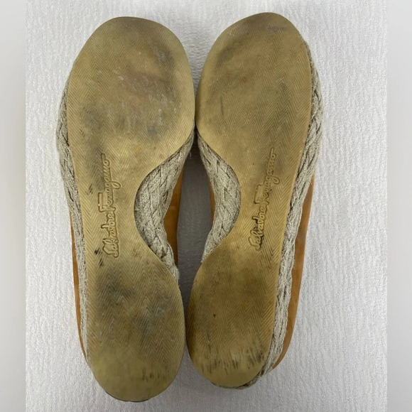 Salvatore Ferragamo Tan Gancini Espadrille Loafer Slip On Leather Flats - Picture 6 of 10
